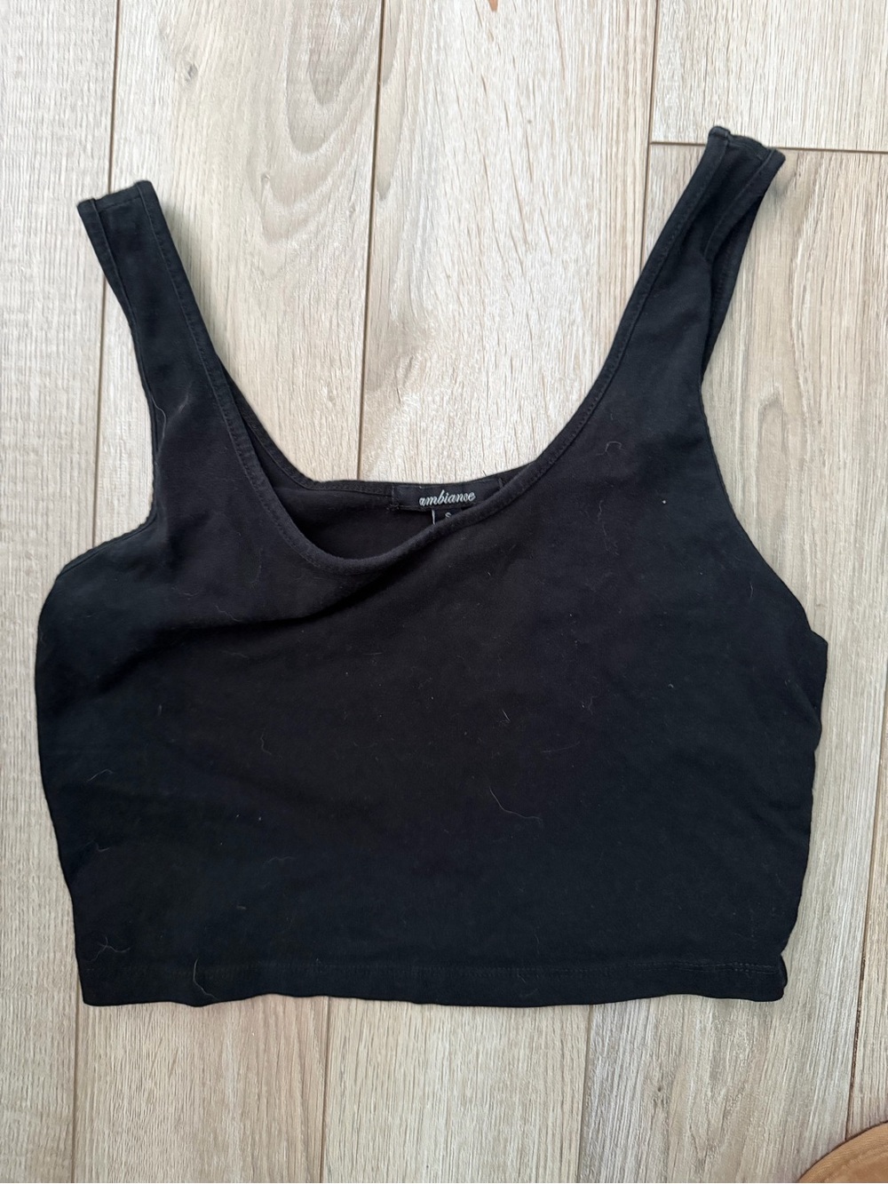Ambiance Black Cropped Scoop Neck Tank